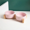 Wholesale Nordic Pet Supplies Ceramic Cat Food Water Bowl Pet Bowl with Bamboo Wooden Stand