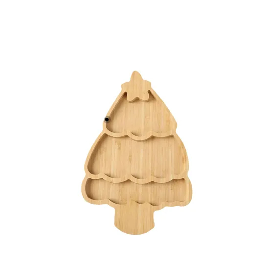 Christmas Tree Shaped Wooden Snack & Dessert Tray Bamboo Appetizer Plates for Xmas Party