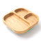 Square Bamboo Portion Plate Wooden Baby Plates with Suction