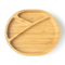 Elegant Round Bamboo 3 Serction Serving Plates with Suction for Baby Feeding