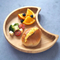 Manufacture Moon Shaped Bamboo Baby Food Plates with Suction