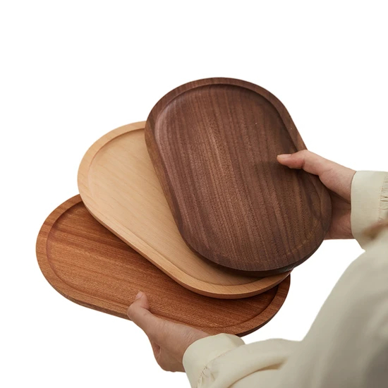 Oval Shape Plate Wooden Party Serving Tray for Food