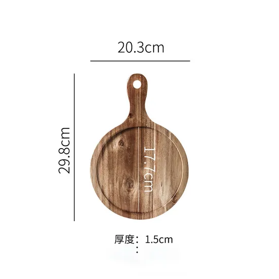 Functional Custom Round Acacia Wood Charcuterie and Cheese Serving Tray with Handle Bulkbuy