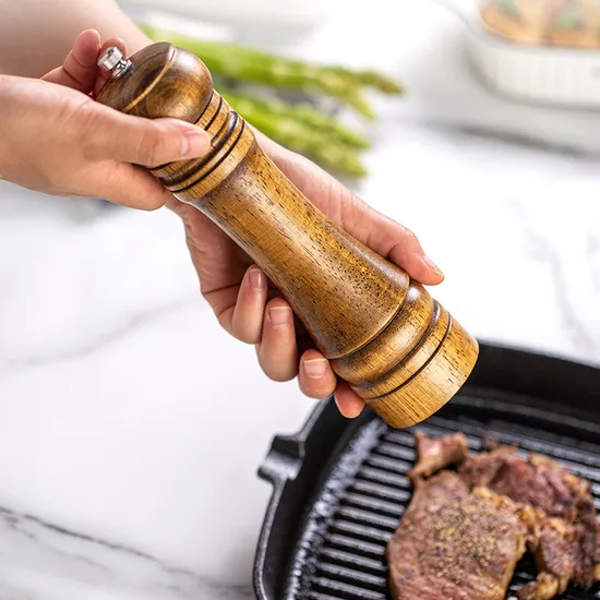 Durable Manual 5 - 8 - 10 - Inch Rubber Wood Pepper Seasoning Grinder