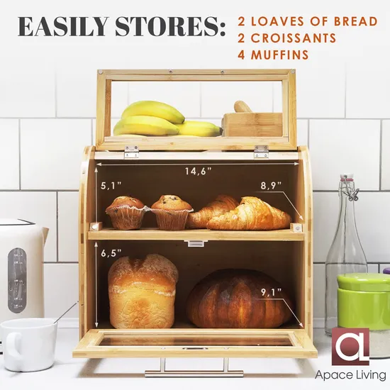 Bamboo Bread Storage Box Bread Storage Can Bread Bin
