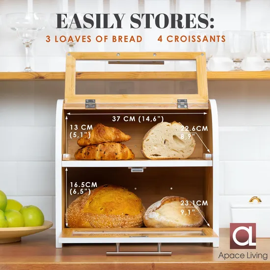Wholesale 2 Layer White Bamboo Storage Bin for Kitchen Countertop