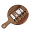 Mass Production Compact Round Acacia Wood Cheese Board with Handles and Knives
