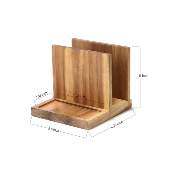 Natural Napkin Holder Stand with Salt Pepper Caddy Restaurant Lunch Organizer