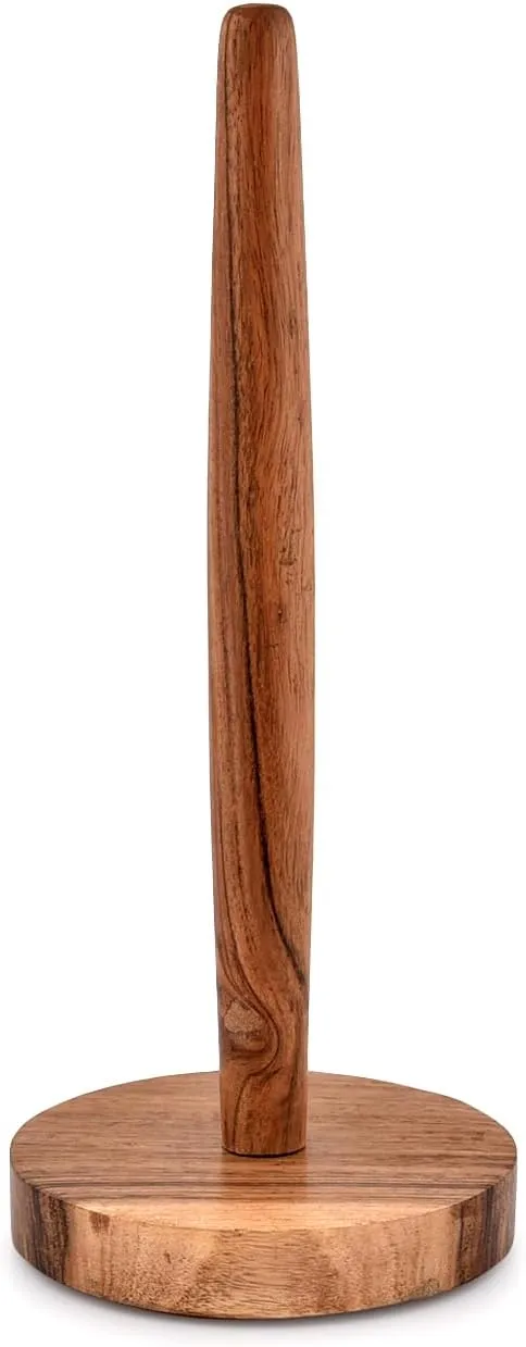 Acacia Wood Paper Towel Holder Rolls Paper Holder for Kitchen, Toilet, Pantry and Bathroom