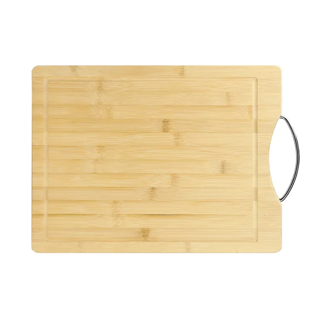Premium Bamboo Cutting Board with Durable Stainless Steel Handle