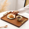 Deep Carbonized Rectangle Bamboo Serving Tray Set of 3 with Metal Handles