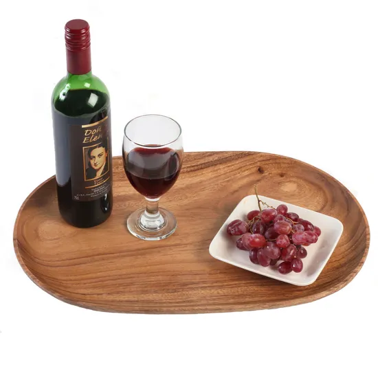 Large Acacia Wood Fruit / Dessert / Snack/ Dinner Display Tray for Kitchen