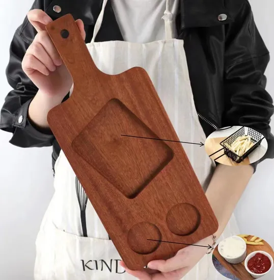Paddle Shape Ebony Wood Serving Tray for Dessert / Sauce