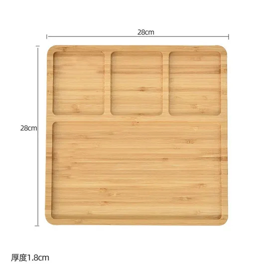 28 - Cm Durable Square Bamboo Dinner Plate for Presenting Snacks, Sushi, Salads