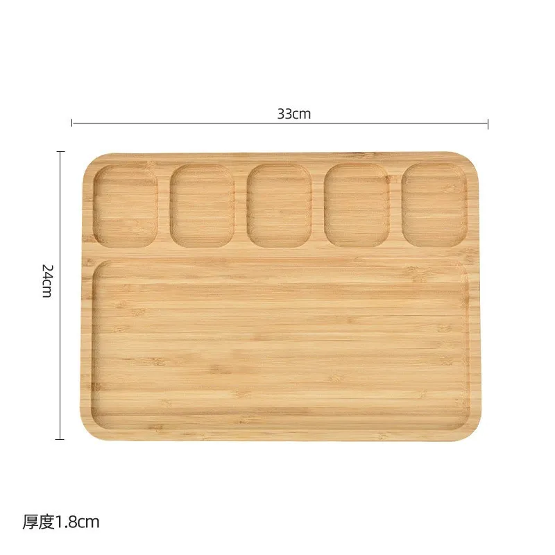 3 Divided Heart Shaped Bamboo Dessert Plate Snack Serving Tray