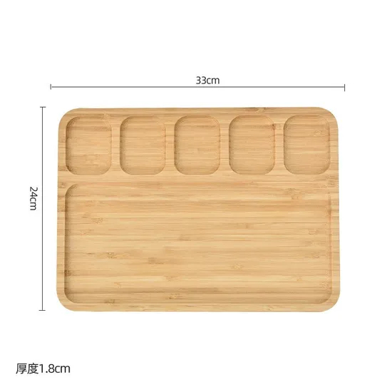 6 Divided Rectangle Bamboo Section Dining Plates for Kids