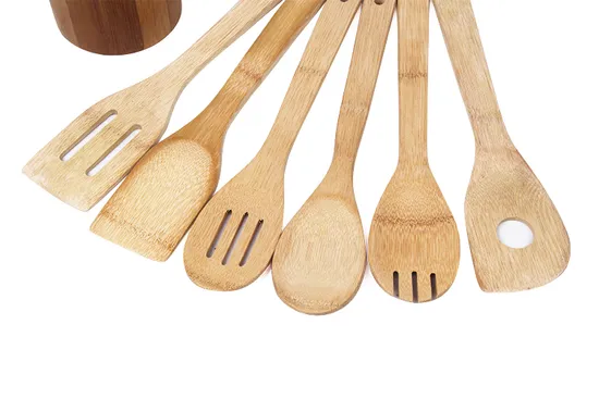 Home Basics Bamboo Cooking Utensil Set with Holder