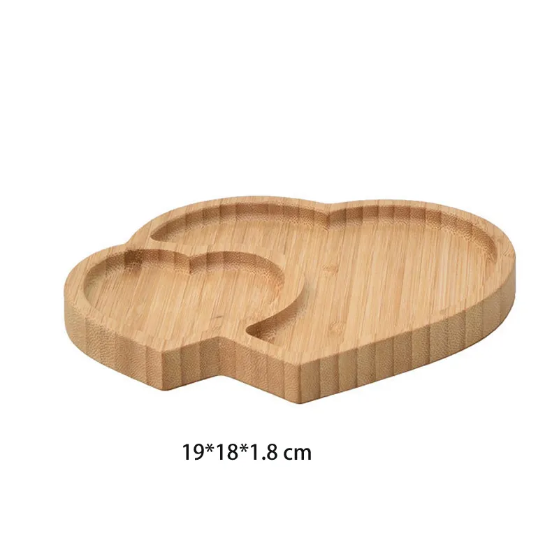 Heart Shape Divided Bamboo Fruit Plates for Kids