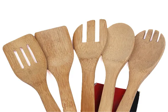 Custom Read Color Bamboo Kitchen Tools Set of 5 for Kitchen