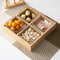 Divided Bamboo Wood Snack Tray with Transparent Glass Fruit Platter Tray