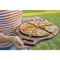 Round Wood Pizza Cutting Board with knives