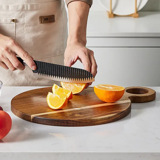 Custom Round Shape Wood Kitchen Cutting Board with Hanging Hole