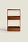 2 Tier Floor Standing Acacia Wood Storage Shelf Shower Organizer Rack with Handle