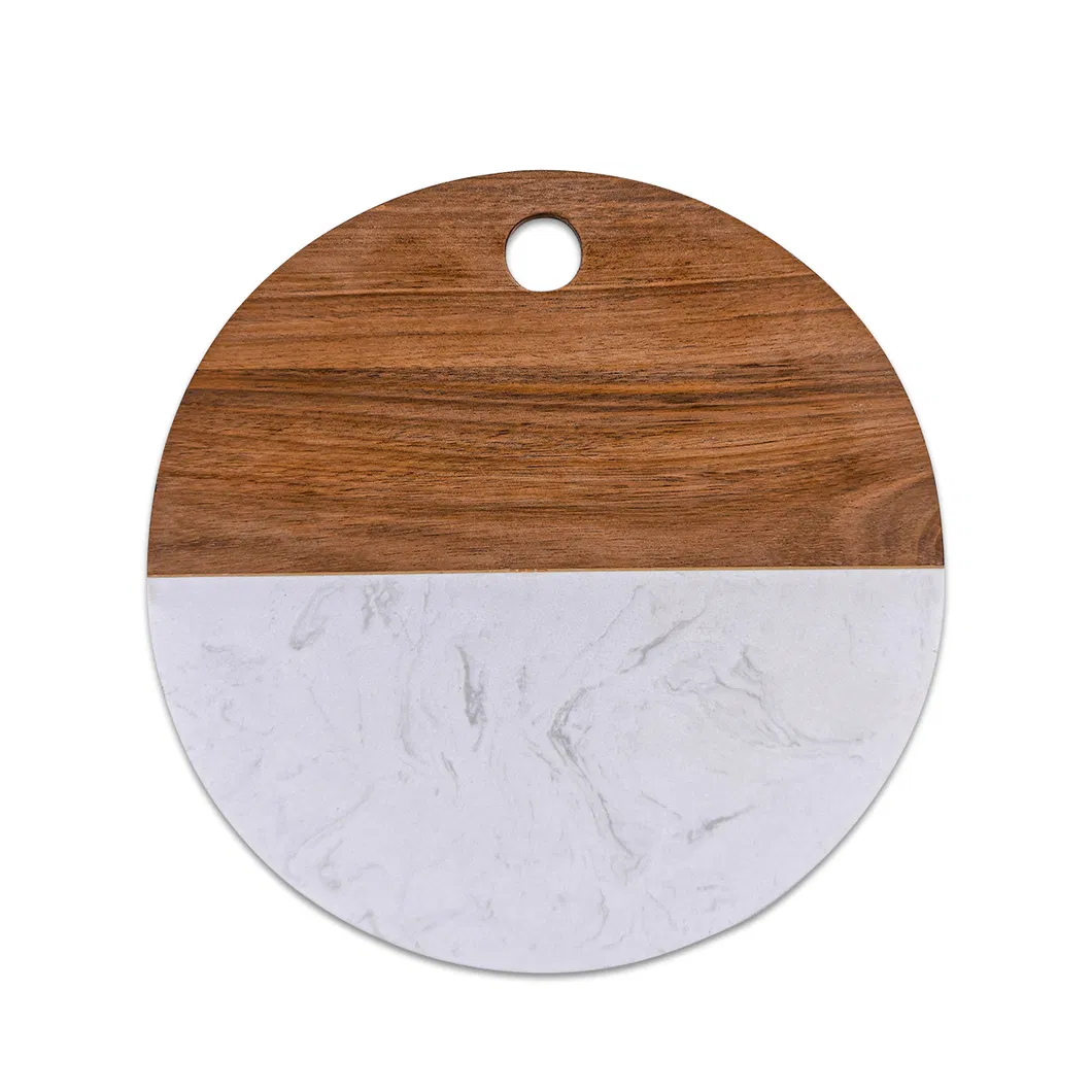Hot Selling Round Cutting Board with White Marble and Wood