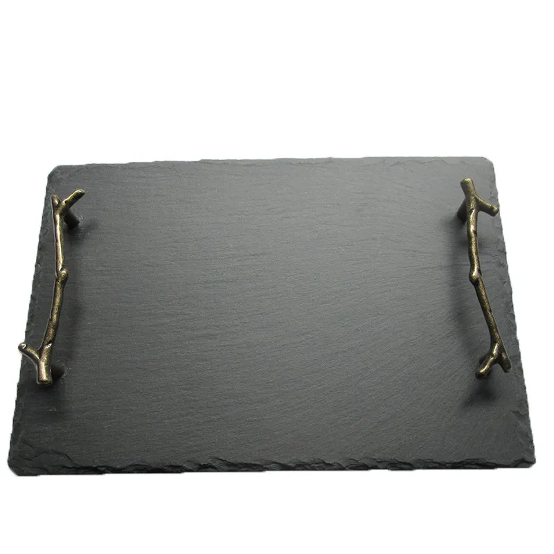 Rectangle Slate Cheese Serving Board and Tray with Handle