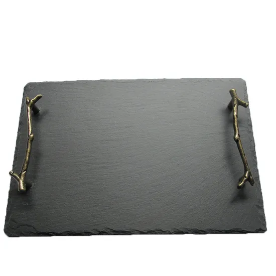 Rectangle Slate Cheese Serving Board and Tray with Handle