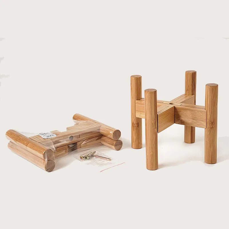 Adjustable 8 - 12 Inches Bamboo Indoor Plant Stand for Living Room and Balcony