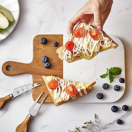 Paddle Shape Acacia Marble Cutting Board Cheese Board Pizza Board for Home Use