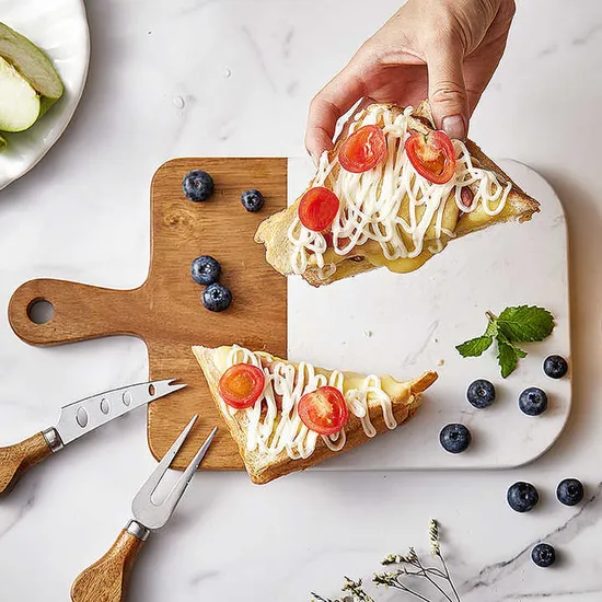 Paddle Shape Acacia Marble Cutting Board Cheese Board Pizza Board for Home Use