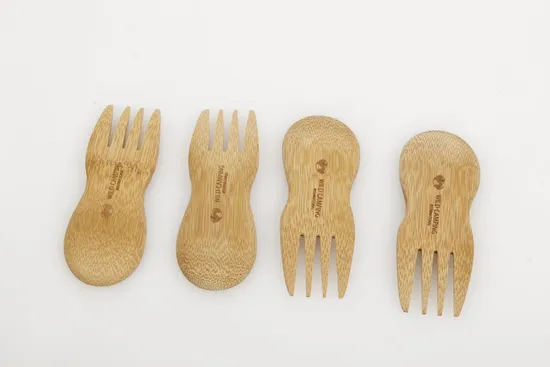 Natural Reusable Mini Bamboo Stubby Spork Set for Camping