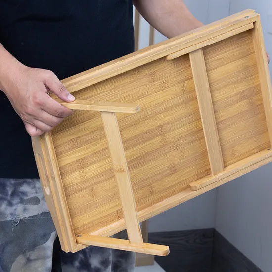 100% Natural Bamboo Bed Tray Table with Foldable Legs