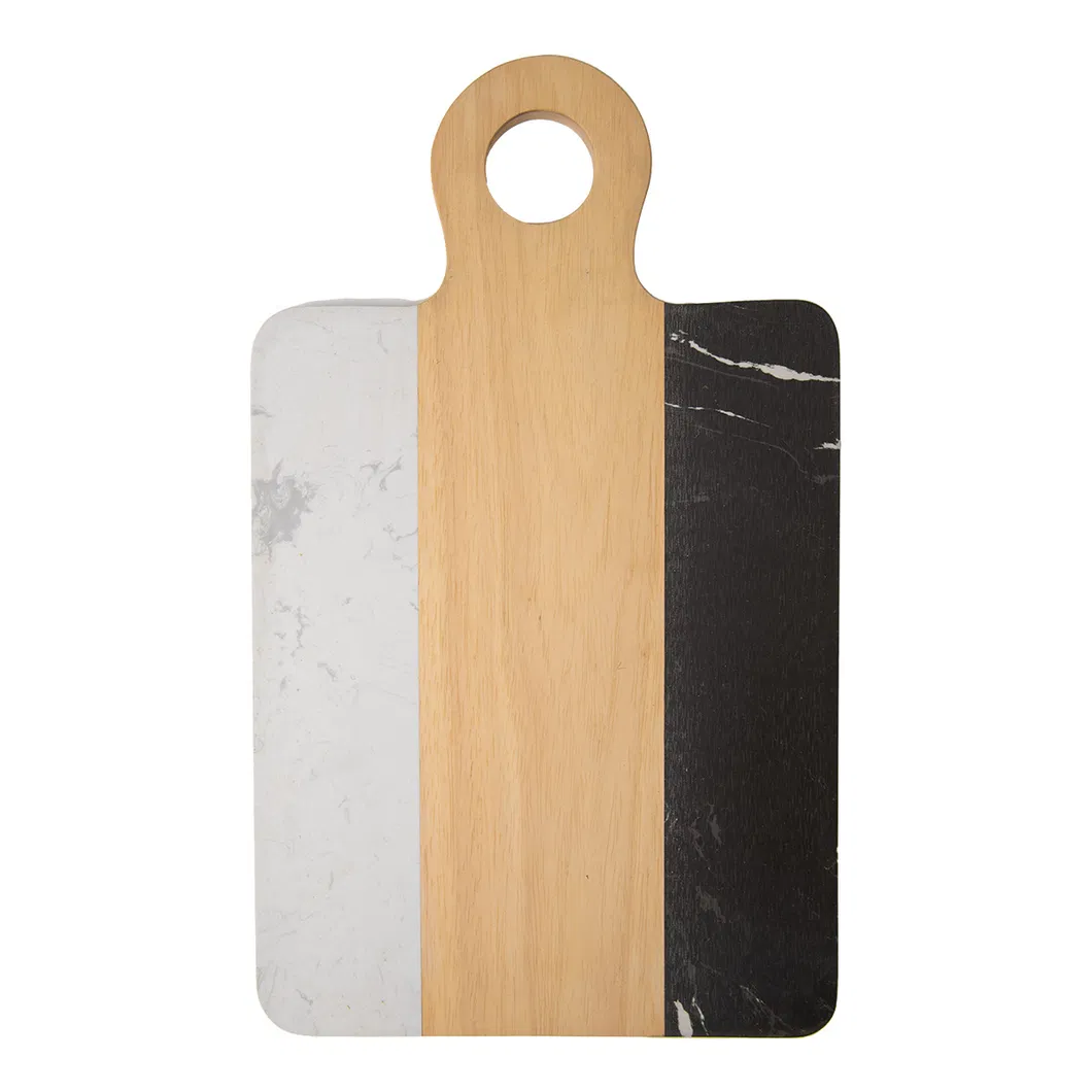 Oval Shape Black Marble and Acacia Wood Cutting Board