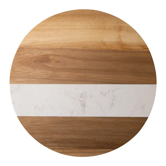 Chic Black Marble Wood Cheese Serving Tray with Handles