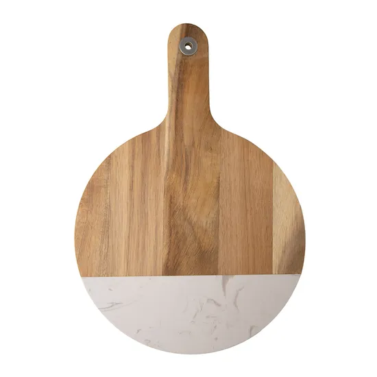 Acacia Wood and White Marble Cheese Board Set