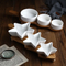 Stylish Divided Ceramic Appetizer Dishes with Bamboo Serving Tray for Party