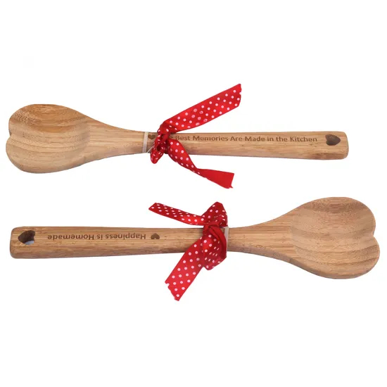 Christmas Gift Heart Shape Bamboo Kitchen Spoon for Cooking