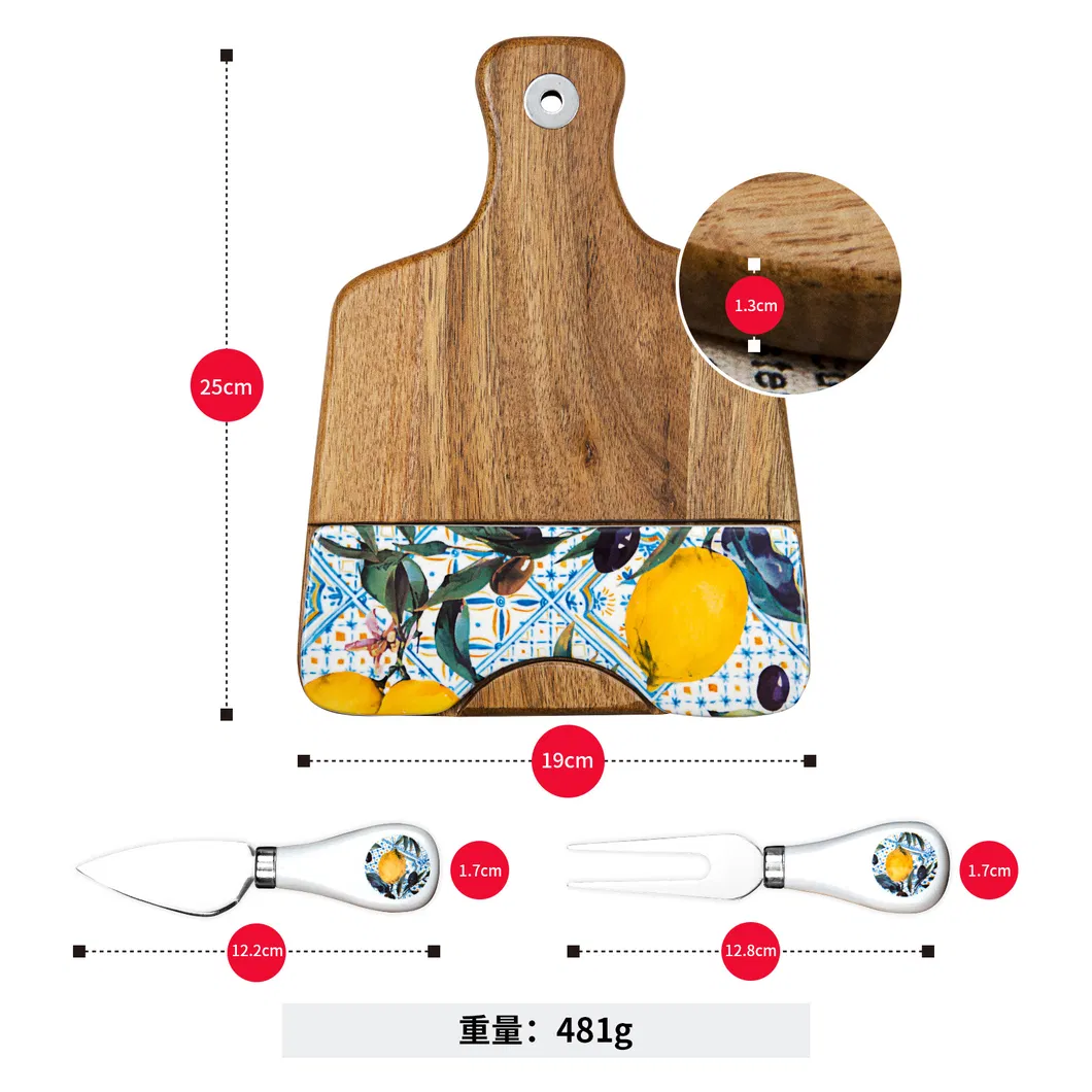 Round Shape Marble and Wood Cheese Board with Handle