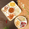 Rotatable Bamboo Serving Tray with 5 Piece Round Divided Ceramic Dishes