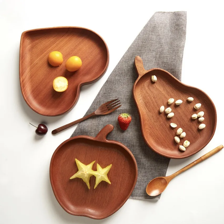 Hot Selling Divided Ebony Wood Food Serving Plate for Kitchen